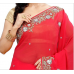 Magnificent Red Colored Border Worked Chiffon Saree